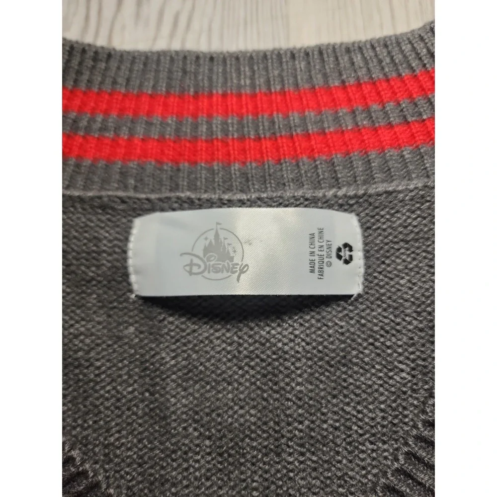 Mickey Mouse Unisex Small Gray V-Neck Knit Sweater Embroidered Mickey - Picture 2 of 7